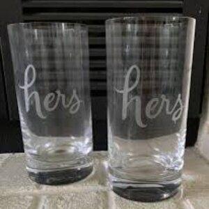 New! Kate Spade Lenox Glasses Crystal Two Of A Kind HERS & HERS High Ball